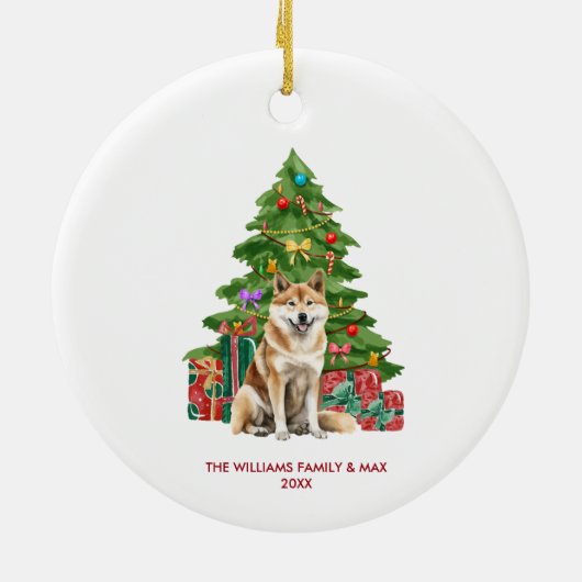 Akita Inu Dog Gepersonaliseerde Kerst Keramisch Ornament (Achterkant)