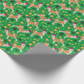 Akita Inu Dog met Kerstmis in Santa Hat Cadeaupapier (Hoek)