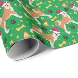 Akita Inu Dog met Kerstmis in Santa Hat Cadeaupapier