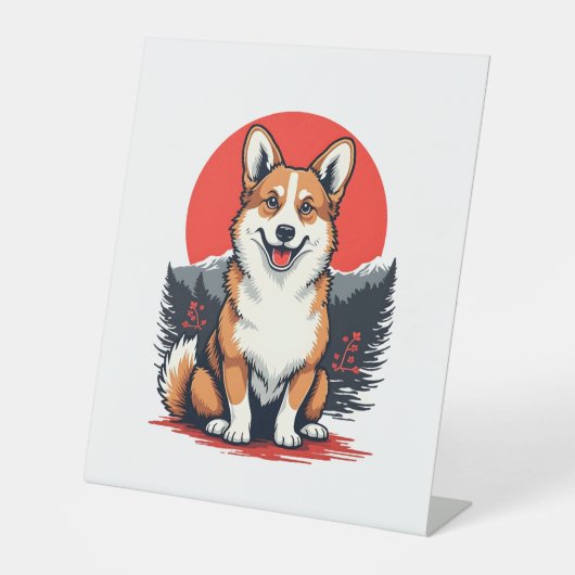 Akita Inu Dog Reclamebord Met Voetstuk (Voorkant)