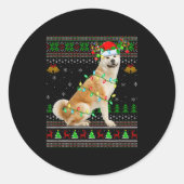 Akita Inu Dog Ugly Christmas Sweaters Holiday Sant Ronde Sticker (Voorkant)