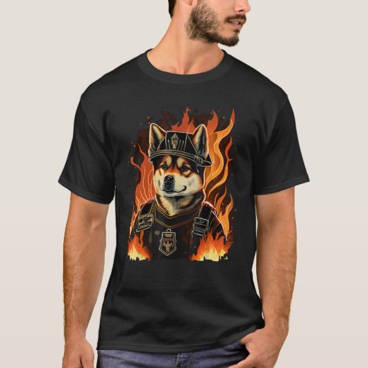 Akita Inu Fireman on Firefighter Akita Inu T-shirt (Voorkant)