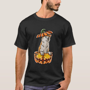 Akita Inu Gelukkig Halloween Pompoen Hond Lange Mo T-shirt