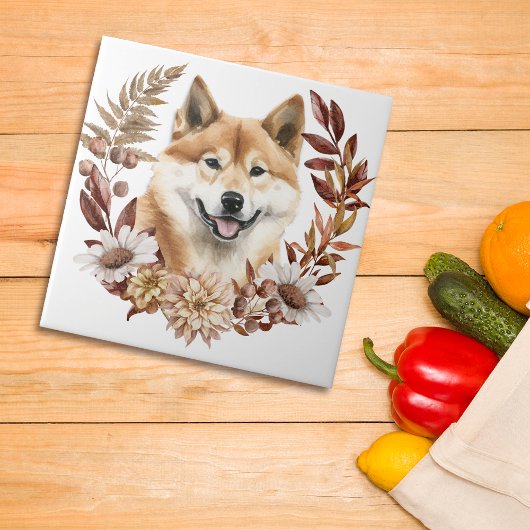 Akita Inu Hond Herfst krans Tegeltje