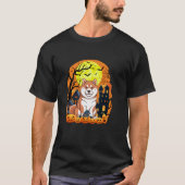 Akita Inu hond met pompoenen Grappig Enge Hallowee T-shirt (Voorkant)
