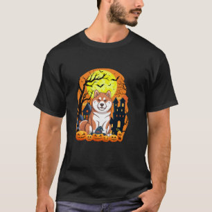 Akita Inu hond met pompoenen Grappig Enge Hallowee T-shirt