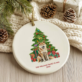 Akita Inu Hond Persoonlijke Kerstmis Keramisch Ornament