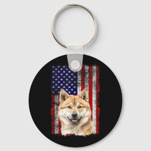 Akita Inu-hondliefhebber Amerikaanse vlag 4 juli P Sleutelhanger