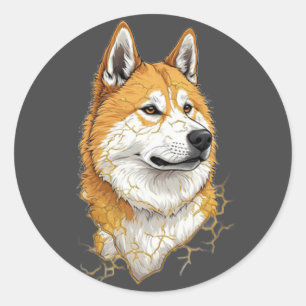 Akita Inu-hondliefhebber Cadeaupakket Cute House P Ronde Sticker