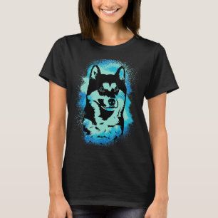 Akita Inu Paint Blue Design Dog papa T-shirt
