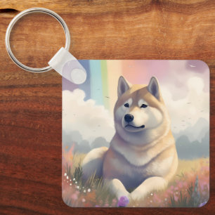 Akita Inu Rainbow Bridge Memorial Custom Sleutelhanger