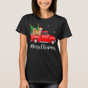 Akita Inu Red Truck Kerstboom Xmas Dog T-shirt