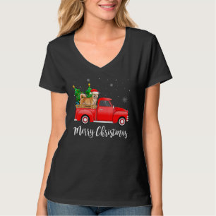 Akita Inu Red Truck Kerstboom Xmas Dog T-shirt