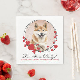 Akita Inu Rode Hart Krans Trouw Hond Foto Servet