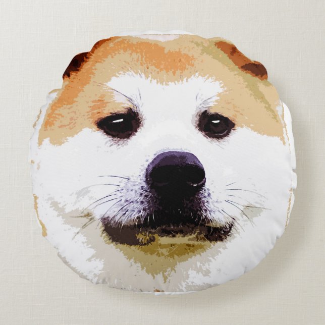 Akita Inu Rond Kussen (Voorkant)
