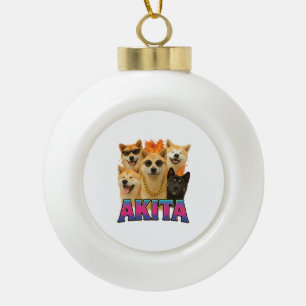 Akita keramische bal ornament