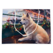 Akita Kerst Cruise: Pawsome Holiday Delight Groot Cadeauzakje (Voorkant)
