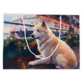 Akita Kerst Cruise: Pawsome Holiday Delight Groot Cadeauzakje (Achterkant)
