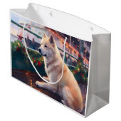 Akita Kerst Cruise: Pawsome Holiday Delight Groot Cadeauzakje (Achterkant Gekanteld)