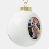 Akita Kerst Cruise: Pawsome Holiday Delight Keramische Bal Ornament (Links)