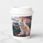 Akita Kerst Cruise: Pawsome Holiday Delight Papieren Bekers (Achterkant)