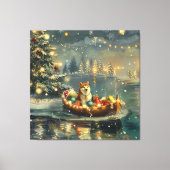 Akita Kerst Feestelijke reis Canvas Afdruk (Voorkant)