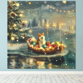 Akita Kerst Feestelijke reis Canvas Afdruk (Insitu (Houten vloer))