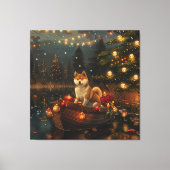 Akita Kerst Feestelijke reis Canvas Afdruk (Voorkant)