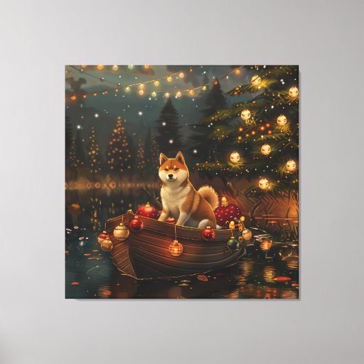 Akita Kerst Feestelijke reis Canvas Afdruk (Voorkant)