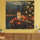 Akita Kerst Feestelijke reis Canvas Afdruk (Insitu (Woonkamer))