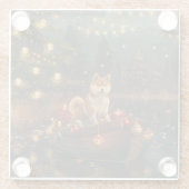 Akita Kerst Feestelijke reis Glazen Onderzetter (Achterkant)