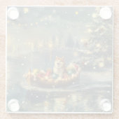 Akita Kerst Feestelijke reis Glazen Onderzetter (Achterkant)