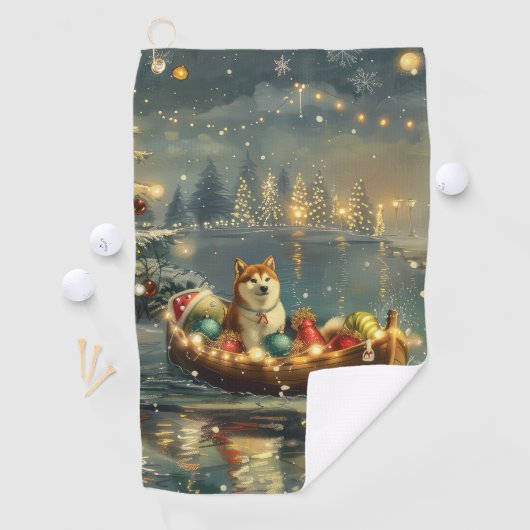Akita Kerst Feestelijke reis Golfhanddoek (Insitu)
