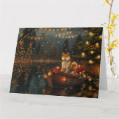 Akita Kerst Feestelijke reis Kaart (Gele Bloem)