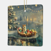 Akita Kerst Feestelijke reis Keramisch Ornament (Links)