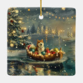 Akita Kerst Feestelijke reis Keramisch Ornament (Achterkant)