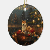 Akita Kerst Feestelijke reis Keramisch Ornament (Links)