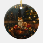 Akita Kerst Feestelijke reis Keramisch Ornament (Achterkant)