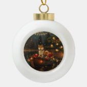 Akita Kerst Feestelijke reis Keramische Bal Ornament (Voorkant)