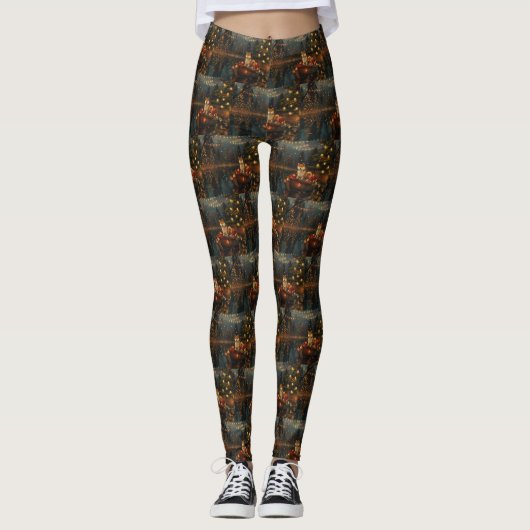 Akita Kerst Feestelijke reis Leggings (Voorkant)