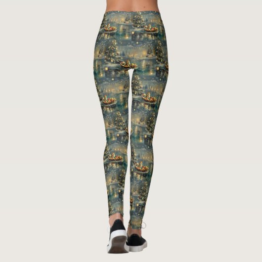 Akita Kerst Feestelijke reis Leggings (Achterkant)