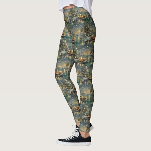 Akita Kerst Feestelijke reis Leggings (Links)