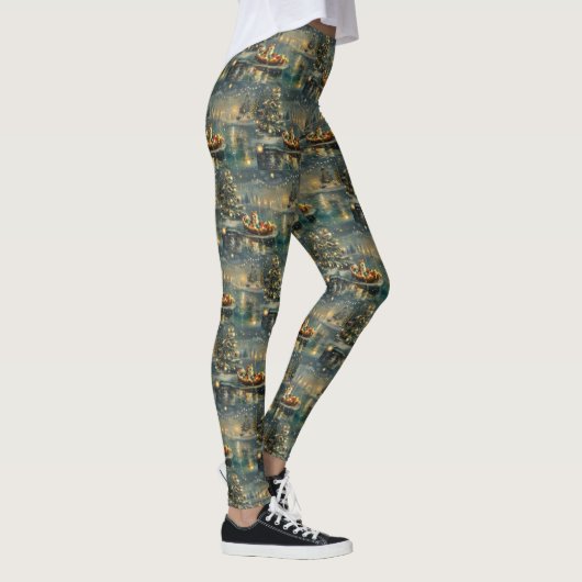 Akita Kerst Feestelijke reis Leggings (Rechts)