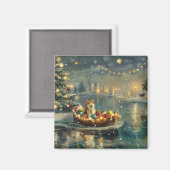 Akita Kerst Feestelijke reis Magneet (Voorkant / Achterkant)