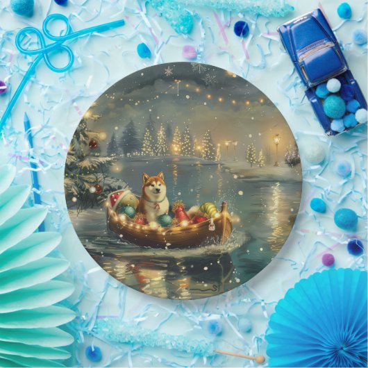 Akita Kerst Feestelijke reis Papieren Bordje (Feest)