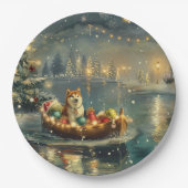 Akita Kerst Feestelijke reis Papieren Bordje (Voorkant)