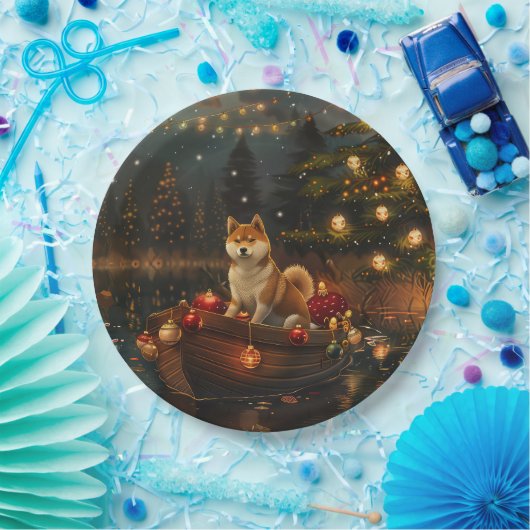 Akita Kerst Feestelijke reis Papieren Bordje (Feest)