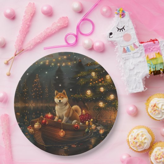 Akita Kerst Feestelijke reis Papieren Bordje (Feest)