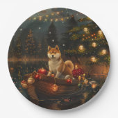 Akita Kerst Feestelijke reis Papieren Bordje (Voorkant)