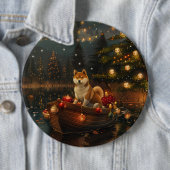 Akita Kerst Feestelijke reis Ronde Button 6,0 Cm (In situ)